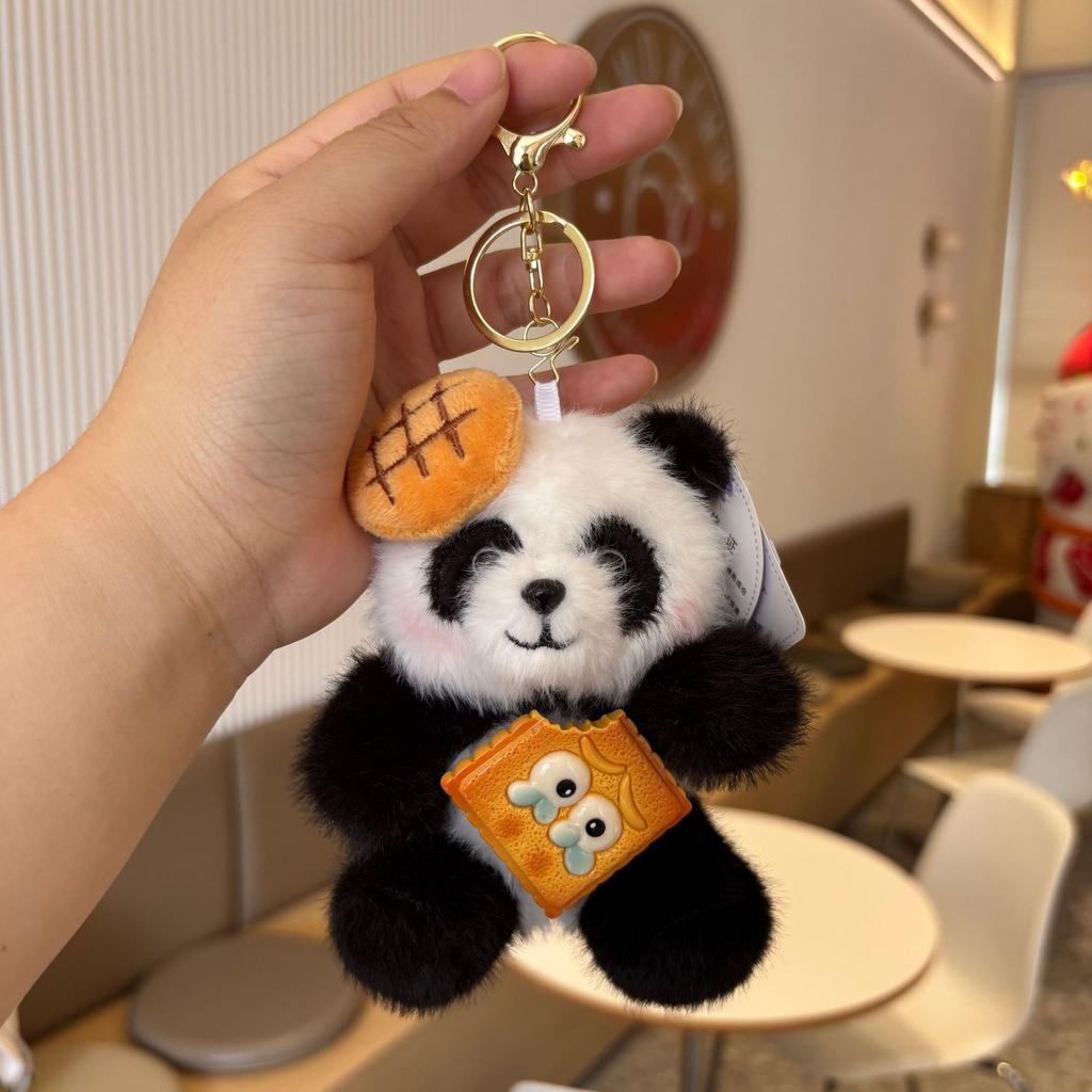 Chengdu Cartoon Cute Flower Panda Strawberry Persimmon Backpack Plush Panda Pendant Little Panda Doll