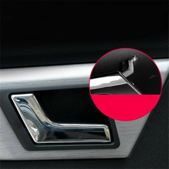 2pcs Left+Right Car Inner Door Handle Trim Bright Silver For Benz C W204 2007-14