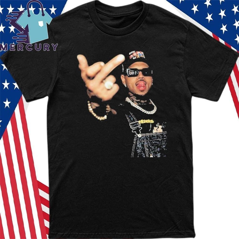 Chris Brow*n Middle Finger Shirt M