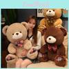 Plaid Bow Teddy Bear Plush Toy Cartoon Love Card Girl Valentine Day Dolls Gifts