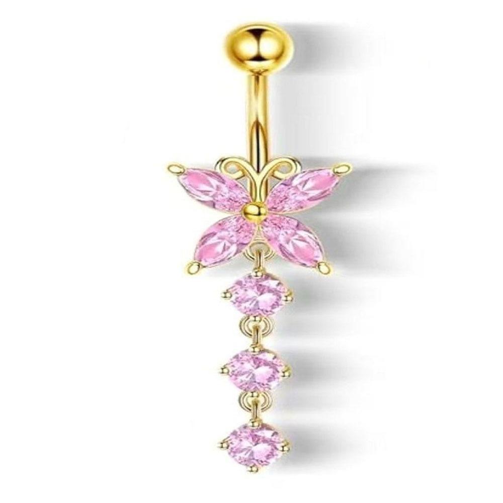 Butterfly Zircon Navel Ring Rhinestone Belly Button Ring Body Piercing Jewelry  Party Decoration