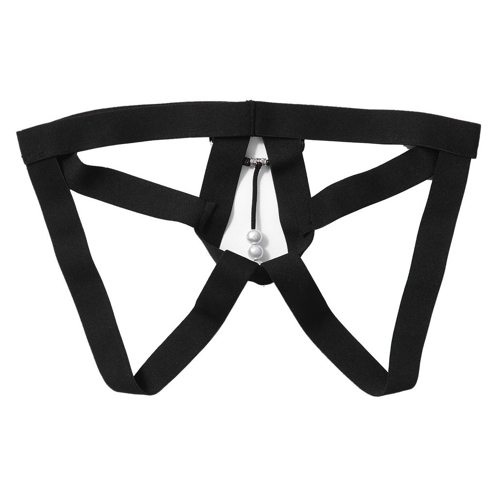 Mens Beaded Strappy Thong Underwear Low-Rise Hollow Out G-String Crotchless Lingerie Bold Design Sensual Clubwear