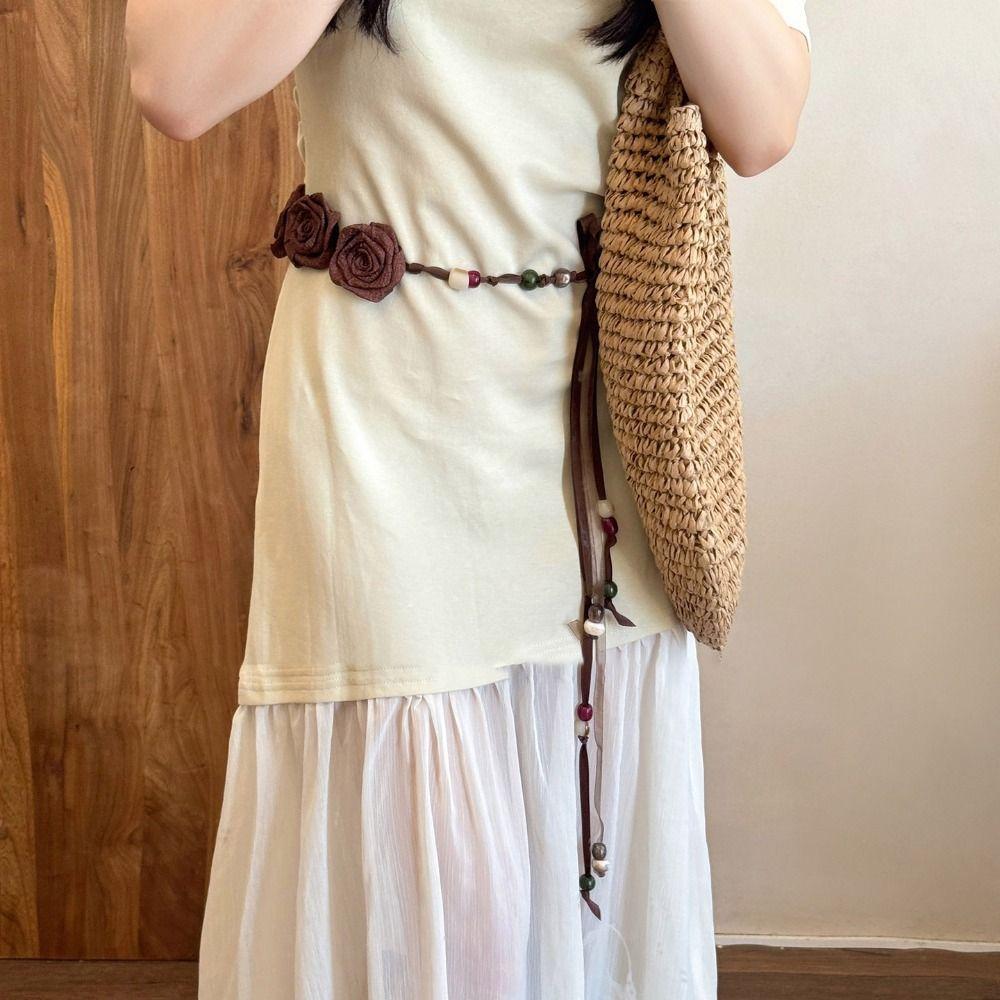 Hair Accessories Dress Waist Chain Rose Ethnic Style Bead Waist Belt  Daily