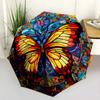 Colorful Butterfly Glass Portable Automatic Umbrella Sturdy 8-Rib Shaft Durable Plastic & Iron All-Season Travel Fashion Lovers Spiritual Gift