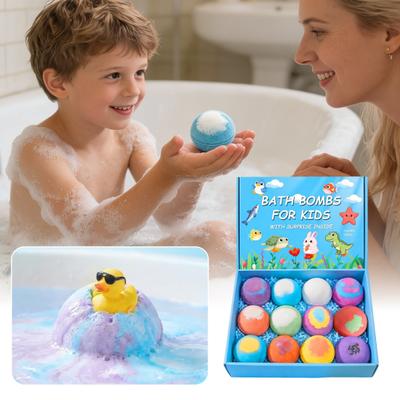 12Pcs Bath Balls Colorful Bubble Bath Bombs with Surprise Character