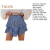 Women Cake Skirt High Waisted Double-Layered Ruffle Bohemian Mini Skirt with Elastic Waistband Lace Hem Skirt