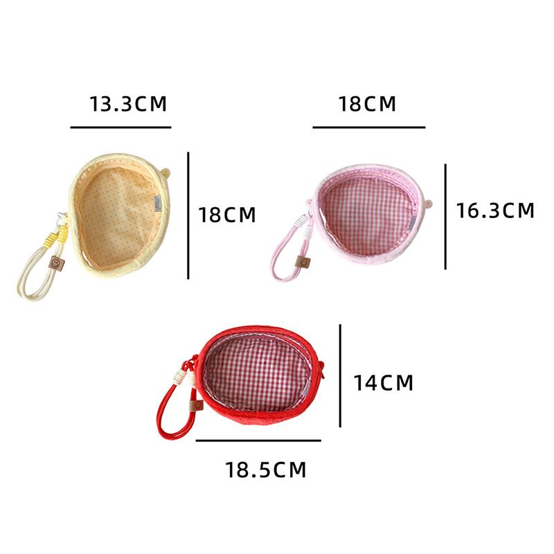 Cartoon Fruit Doll Pouch Bag for Kids Transparent Cute Plush Storage Bag with Keychain Pendant for School Supplies