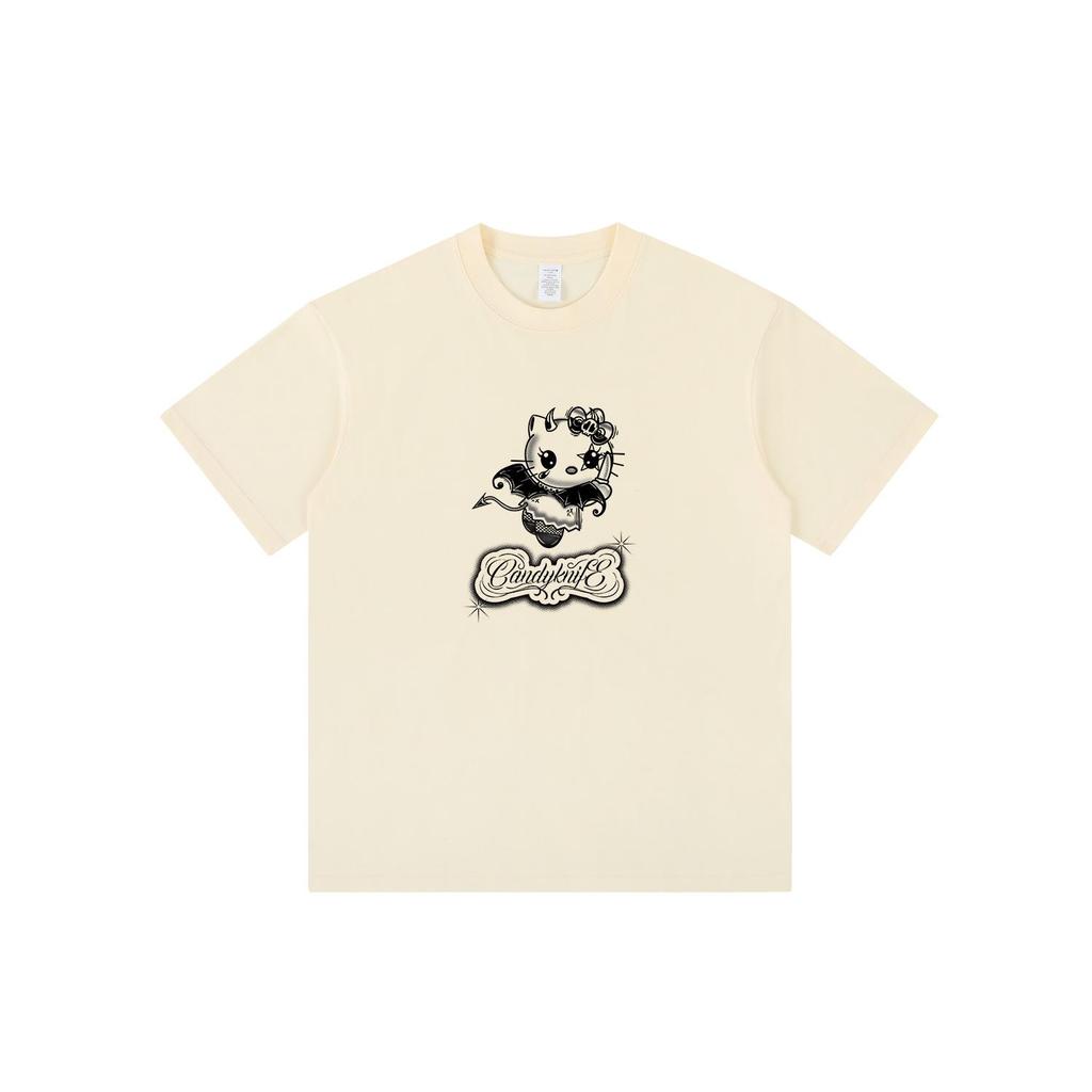 American Retro Short Sleeve Kitten Cartoon Women's Loose Top