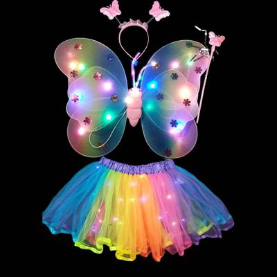 1 Set leuchtende Schmetterlingsflügel-Set für Kinder, leuchtende Flügel, Outfit für Halloween-Kostüm-Party-Dekoration