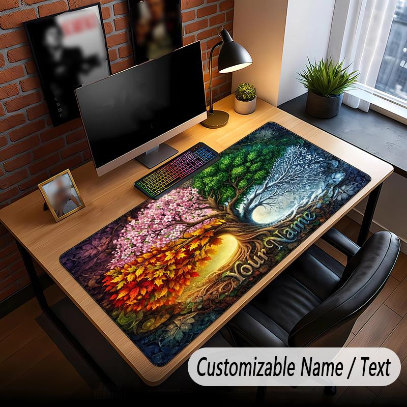 Tree of Life Theme Custom Mouse Pad Personalized With Name Text Customized Desk Mat For Office Home Decor