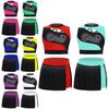 Girls Cheer Dance Outfit Sparkling Rhinestone Crop Top Sleeveless Cutout Design Side Slit Skirt Costume Set
