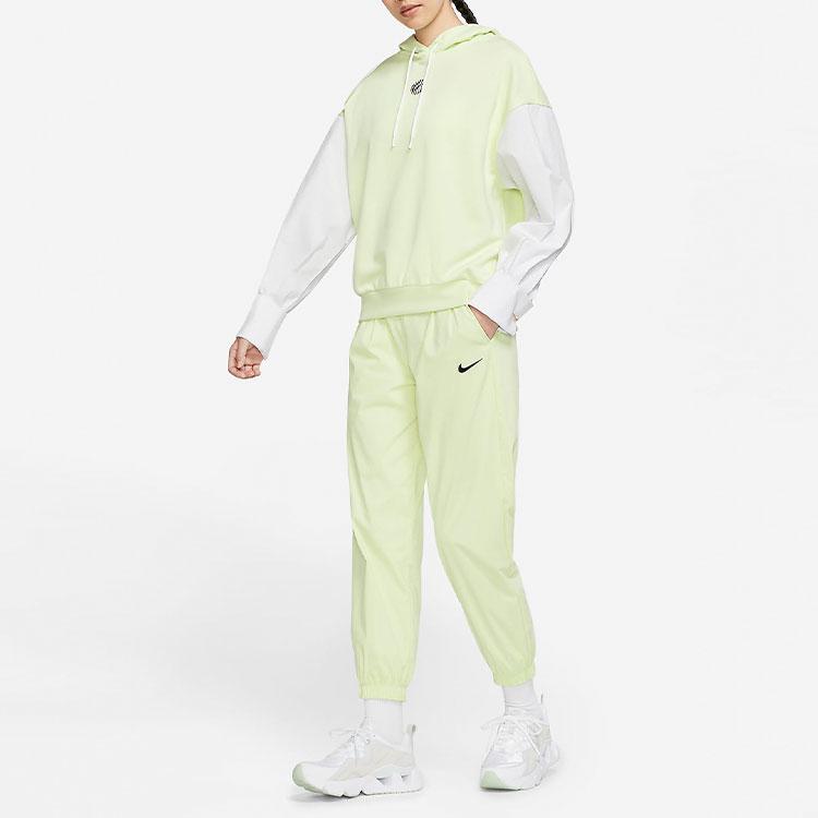 Nike Embroidered Logo Woven Nine-Point Knitted Sports Pants Women Pants Ice-Green Yellow DD5049-303