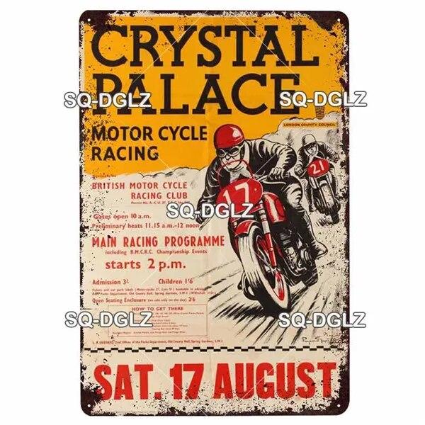 Mfoever Tin Motorcycle Metal Sign Vintage Plaque Poster Tin Sign Wall Decor For Bar Pub Club Retro TT Racing Poster Gift