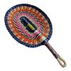 Vintage Seagrass Woven Fan Colorful Striped Patterns Summer Cooling Fan  Home Decoration