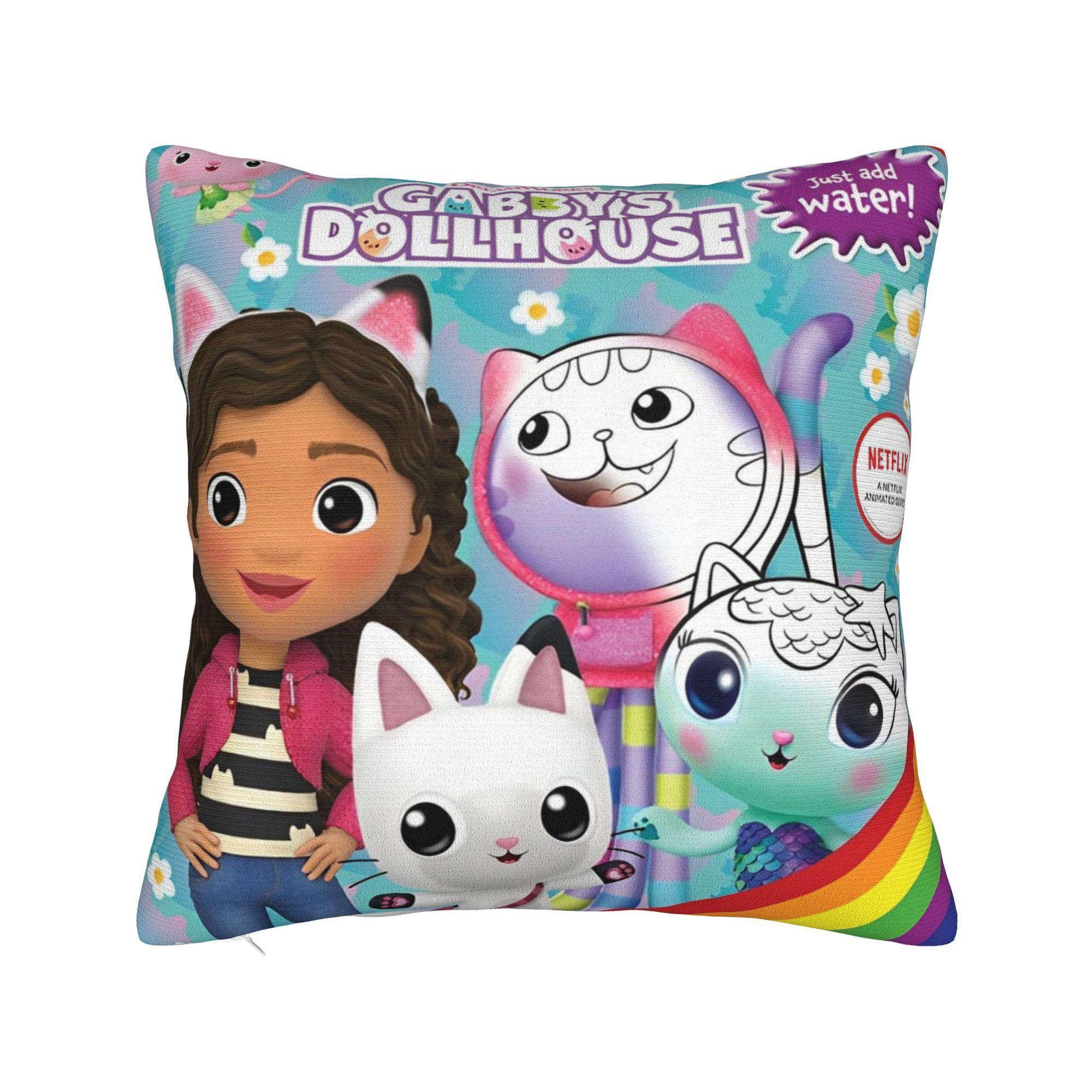 

Cute Gabby Dollhouse Cartoon Square Pillow Cases Cushion Covers Zippered Decorative Throw Pillow Case Cover for Home 40x40cm 30x30cm 12x12in