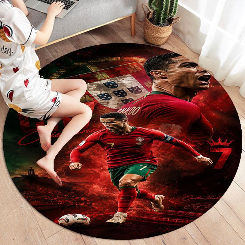 CR7 Round Area Rug,Carpet Rug for Living Room Bedroom Sofa Playroom Decor,Non-slip Floor Mat