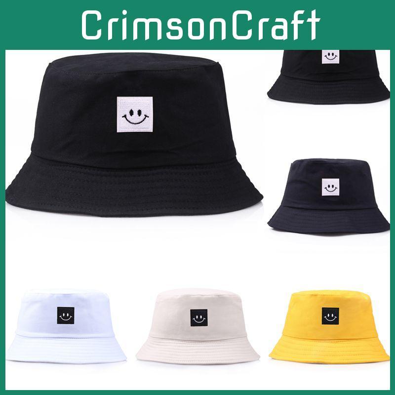 Cappello da Pescatore Pieghevole alla Moda con Toppa Faccina Sorridente Perfetto per Spiaggia ed Escursioni