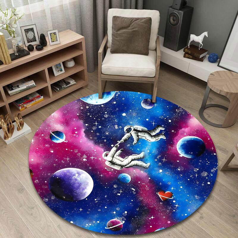 Playful Round Gothic Multicolor Carpet, Non-Slip Floor Mat for Office