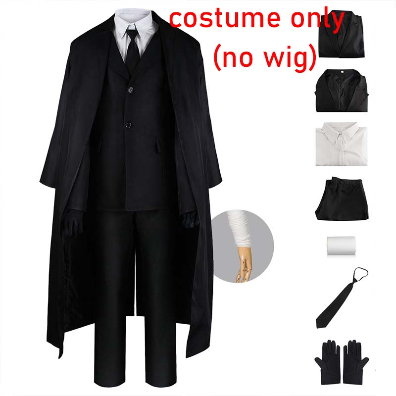 Dazai Cosplay Costume Black Trench Jacket Pants Gloves Bandage Dazai Osamu Outfits Uniform Halloween Kostum For Anime Comic Con