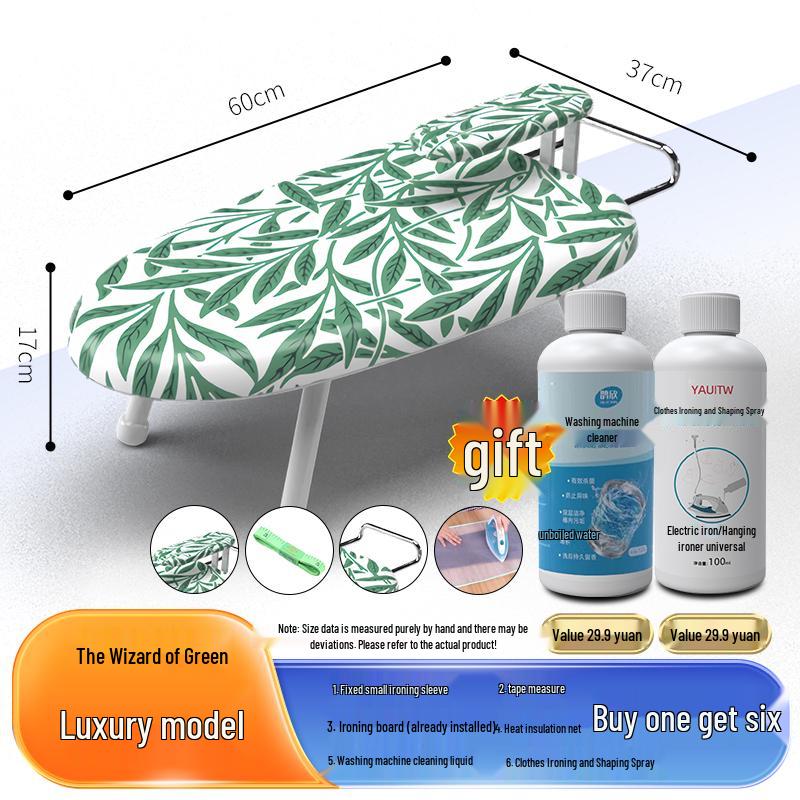 Folding Mini Ironing Board with Ironing Pad and Clothes Rack