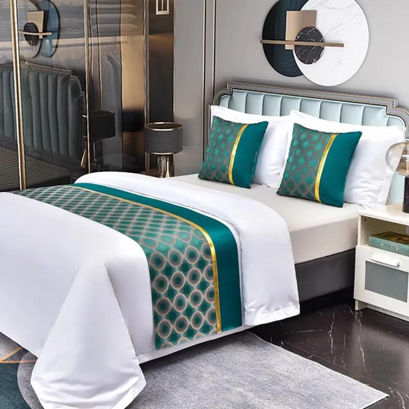 Chinese Style Fashion High Quality Bed Flag Hotel Cupboard Table Runner Decor for Home Parlor Wedding Room No Pillowcase