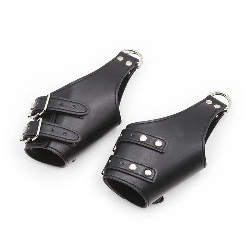 Adult Sex Toys Black Leather Hanging Door Handcuffs Bound Discipline  BDSM Torture Bondage Restraint Chastity