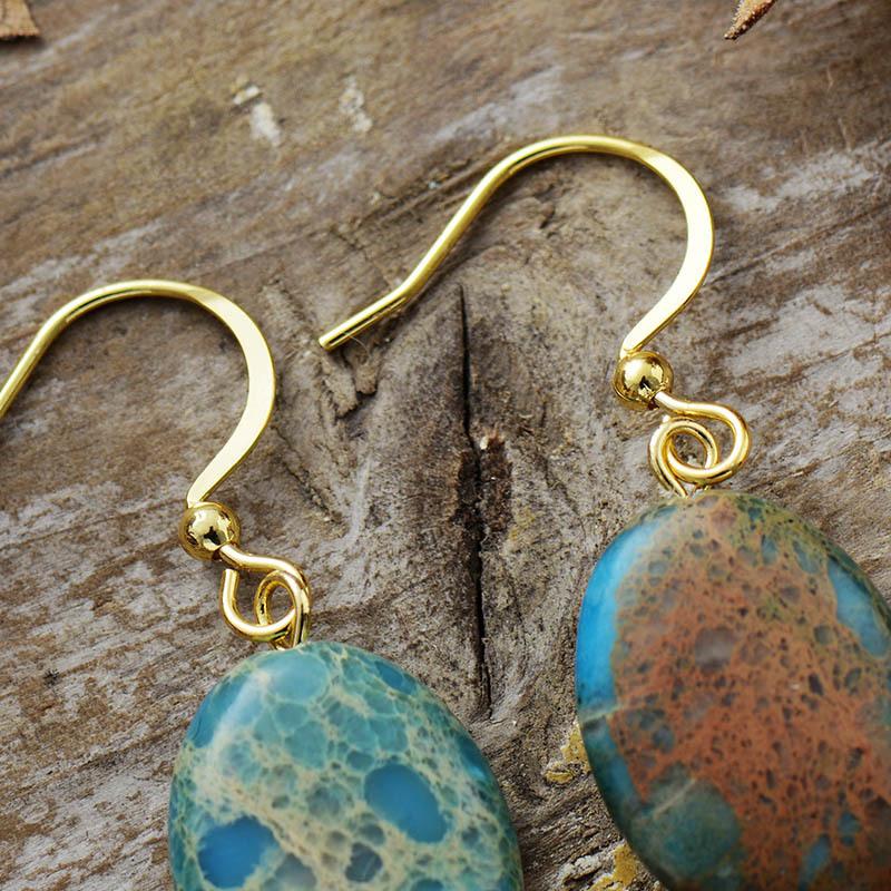 Ethnic style natural stone emperor stone water drop earrings earrings light luxury jewelry earrings