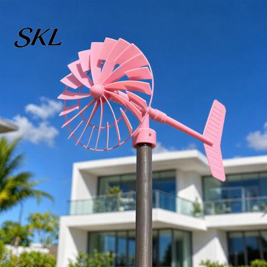 3D Printed Windmill Garden with Weathervane, Colorful Outdoor Yard Stake Hollow Wind Spinner Spinning Blades, UV-Resistant Ornament for Lawn