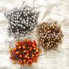 Set of 10 Gold & Silver Foam Red Berries - 100 Cherry Pearlescent Fruit Heads for Christmas Decoration.