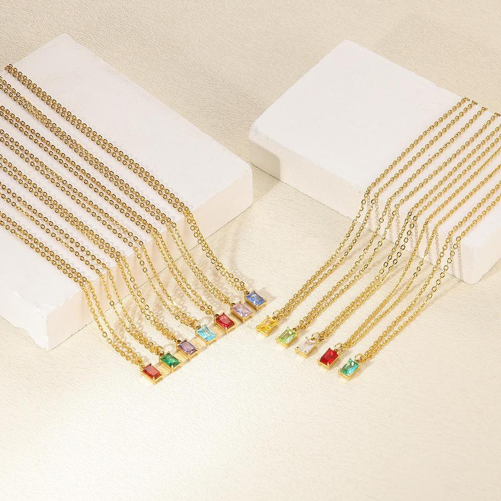 December Zircon Birthstone Necklace: Women's Trendy Fashion Clavicle Chain for Daily Commute