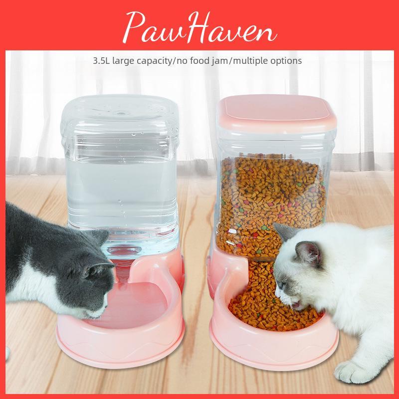 Pet Food Water Automatic Dispenser Set 35l Capacity For Cats Dogs