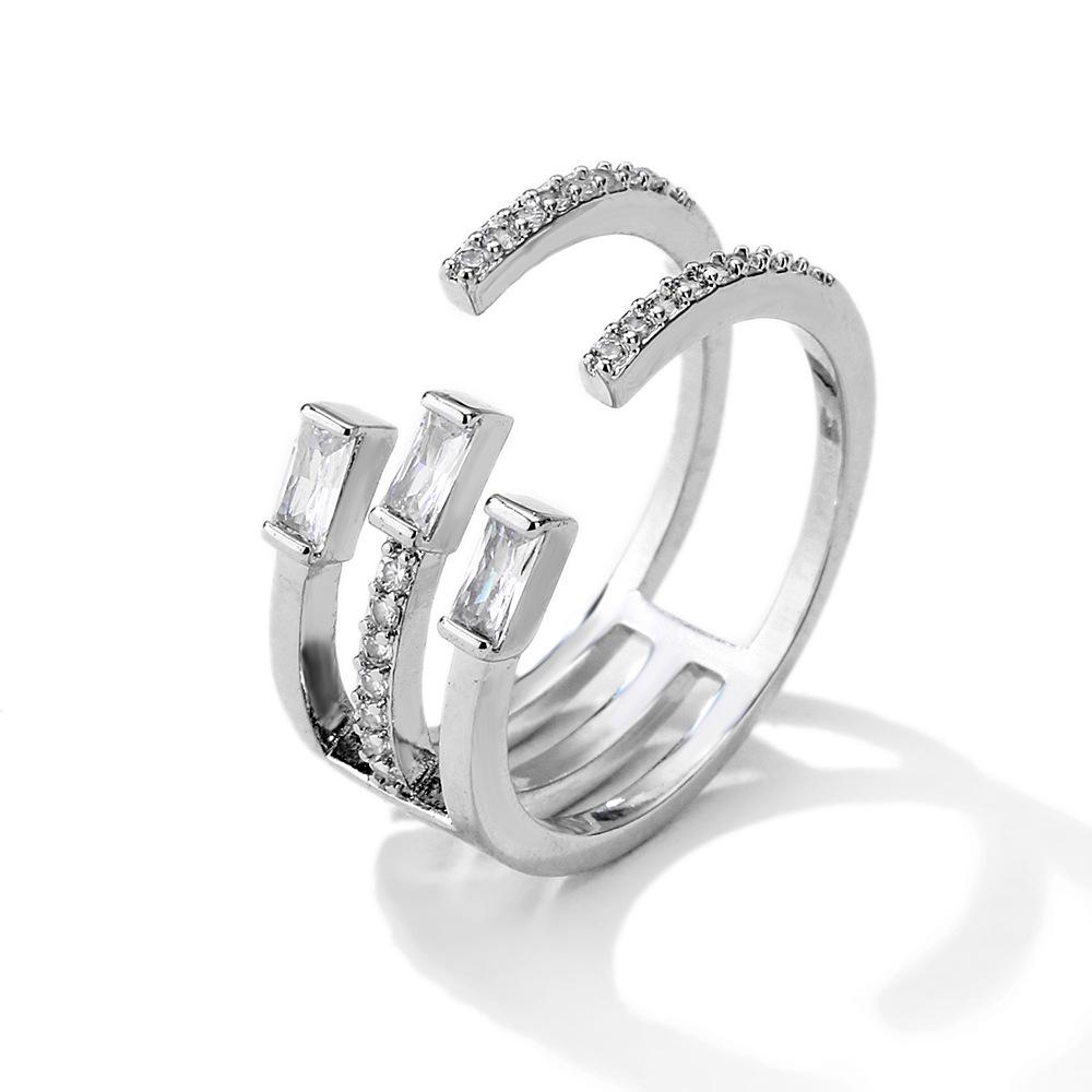 

UILZ Модное геометрическое многослойное кольцо с цирконом - Корейская мода, Дизайн легкой роскоши. Adjustable