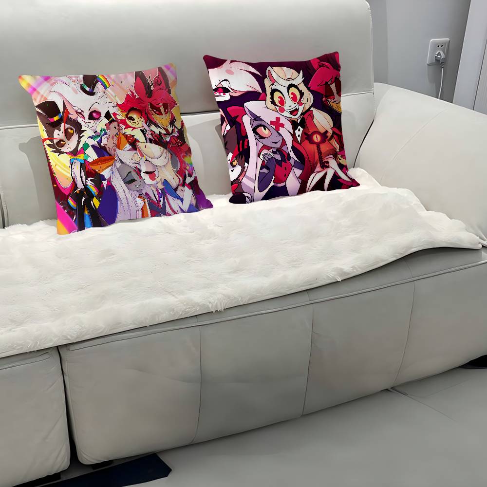 Almohada Anime H-Hazbin H-Hotel Almohada Anime Sofá Cama Almohada para la Cabeza Funda de Cojín 45x45 Cm Moda