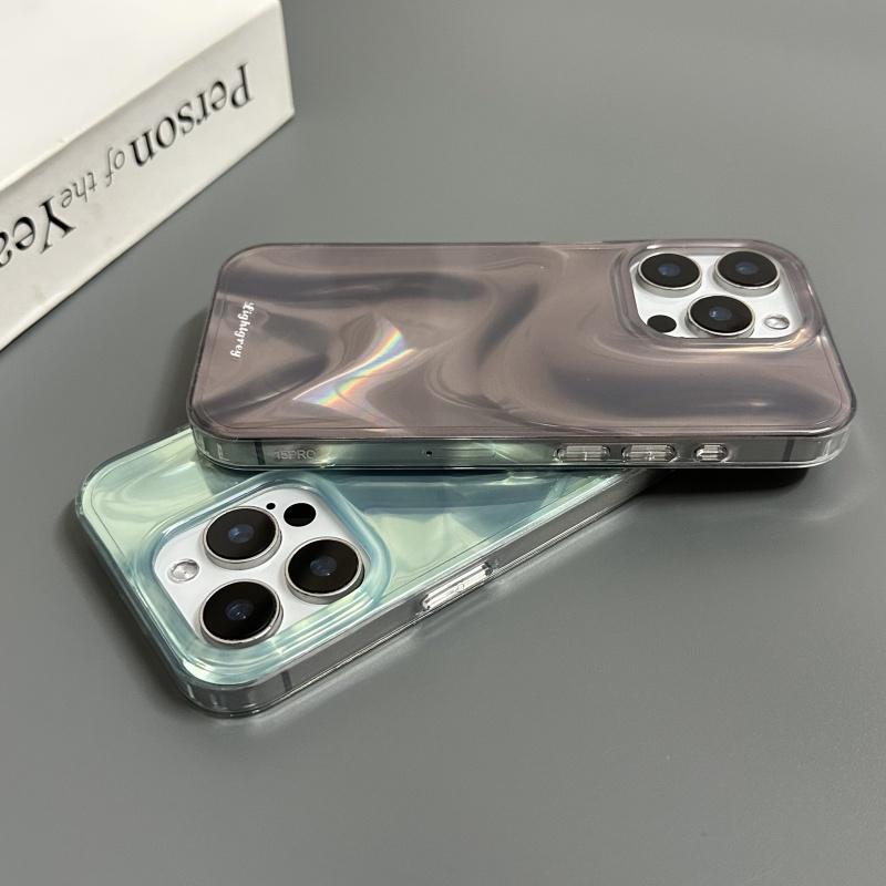 Fashion Gradient Water Ripple Pattern Phone Case For iPhone 17 16 15 14 13 Pro Max Satin IMD TPU Back Cover