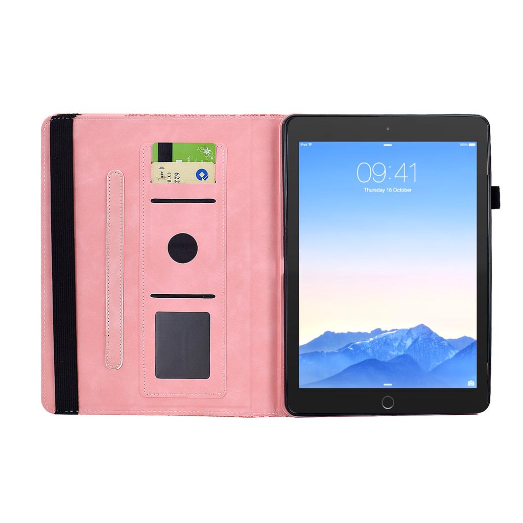Tablet Case For iPad 9.7-inch (2018)/(2017)/Air 2/Air (2013) Rotating Stand Building Block Imprinted Leather Cover