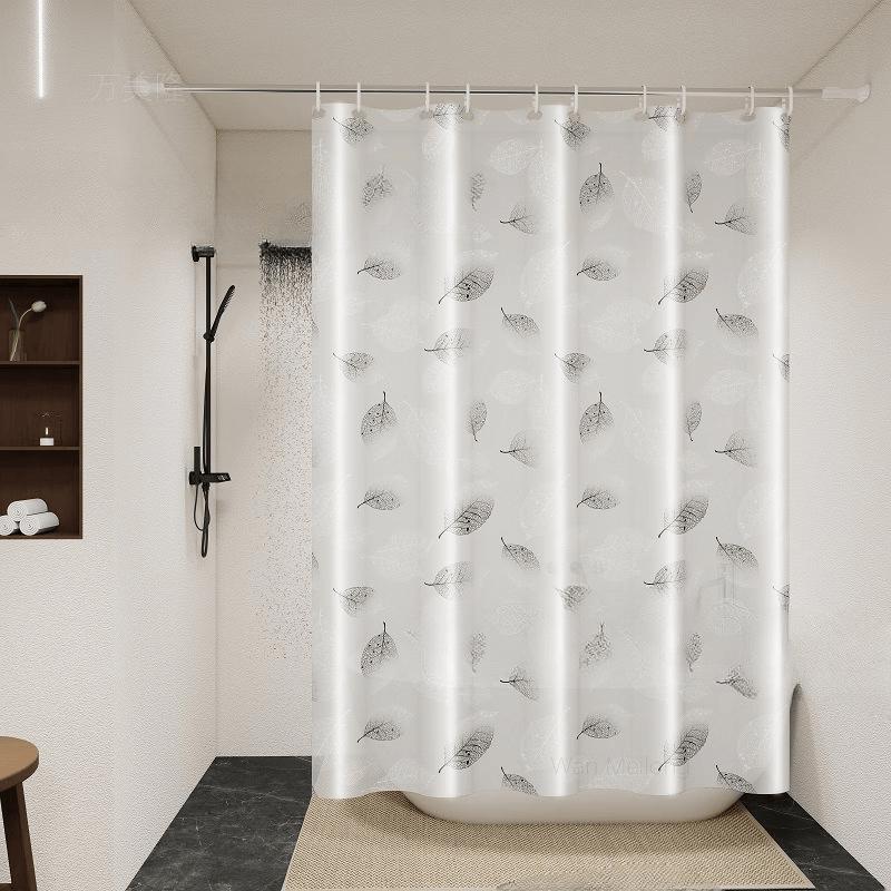 Fresh Leaf No-Punch Shower Curtain Set