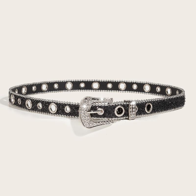 Trendy Rhinestone Instagram-Style Women’s Slim Belt European and American-Inspired Unique Sequin Design Versatile and Niche