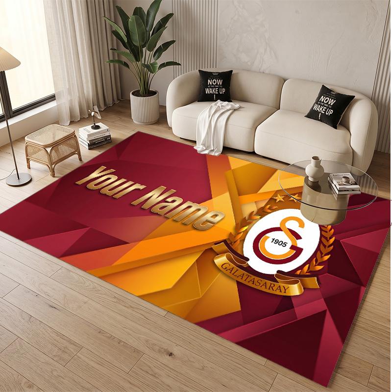 Personalized Crystal Velvet Carpet Galatasaray FC Pattern Non Slip Floor Rug