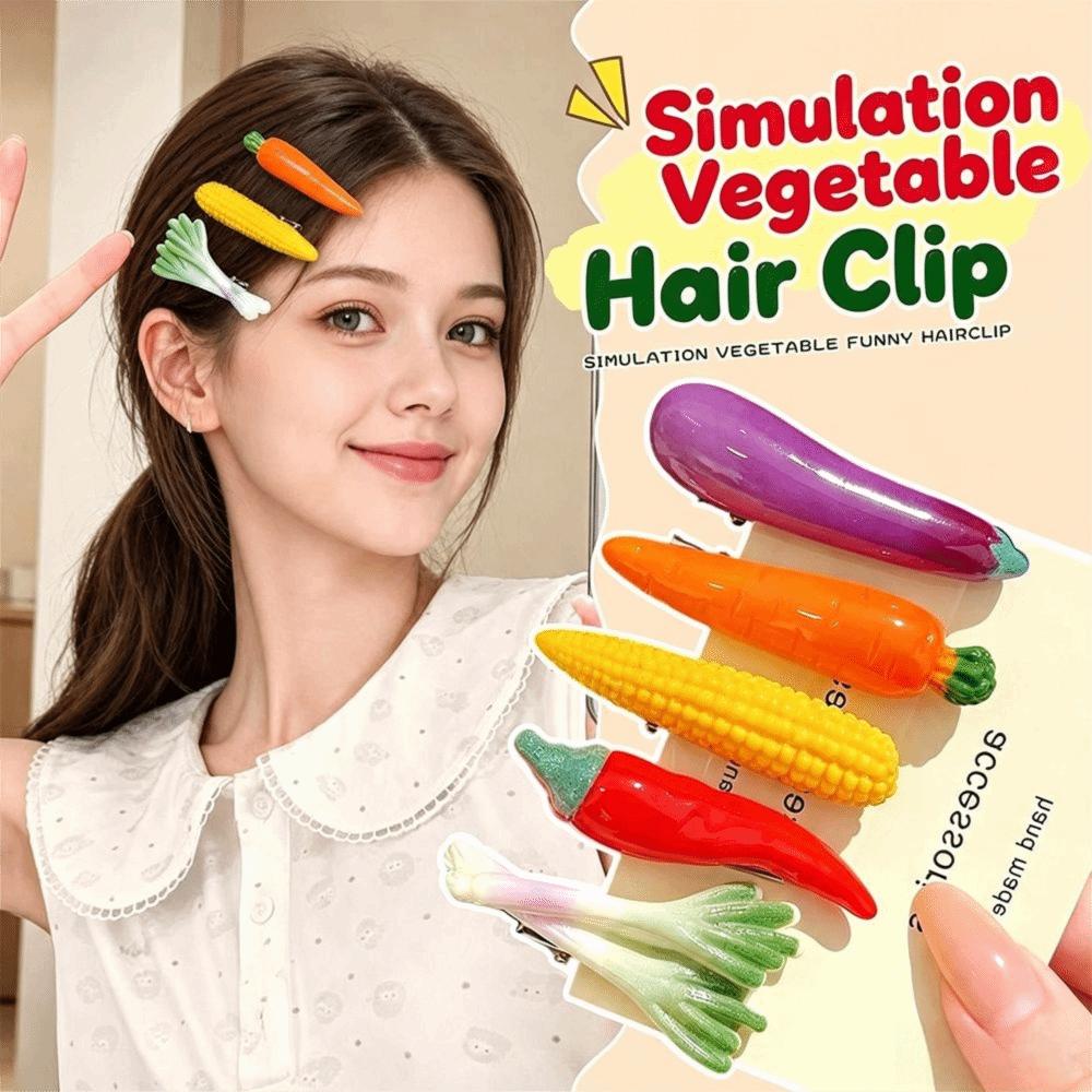 6Pcs/Set Fun Appearance Food-Shaped Hairpin Novelty Side Hair Clips Bangs Flyaway Hair