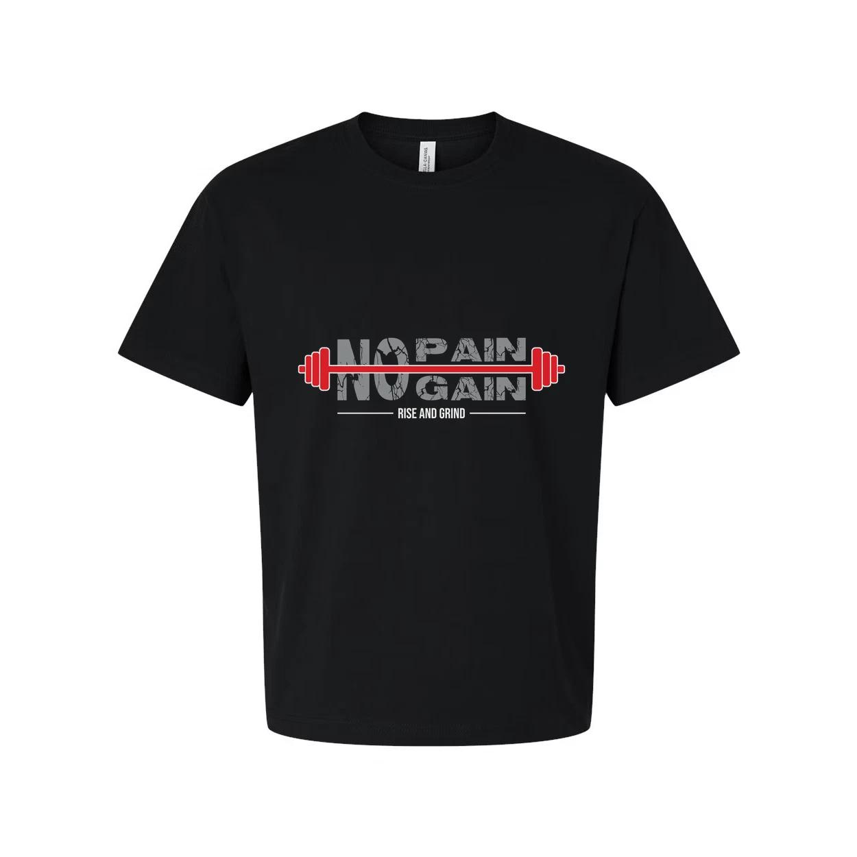 

Unisex No Pain No Gain Barbell Graphic T Shirt For Gym And Fitness Enthusiasts C 4XL