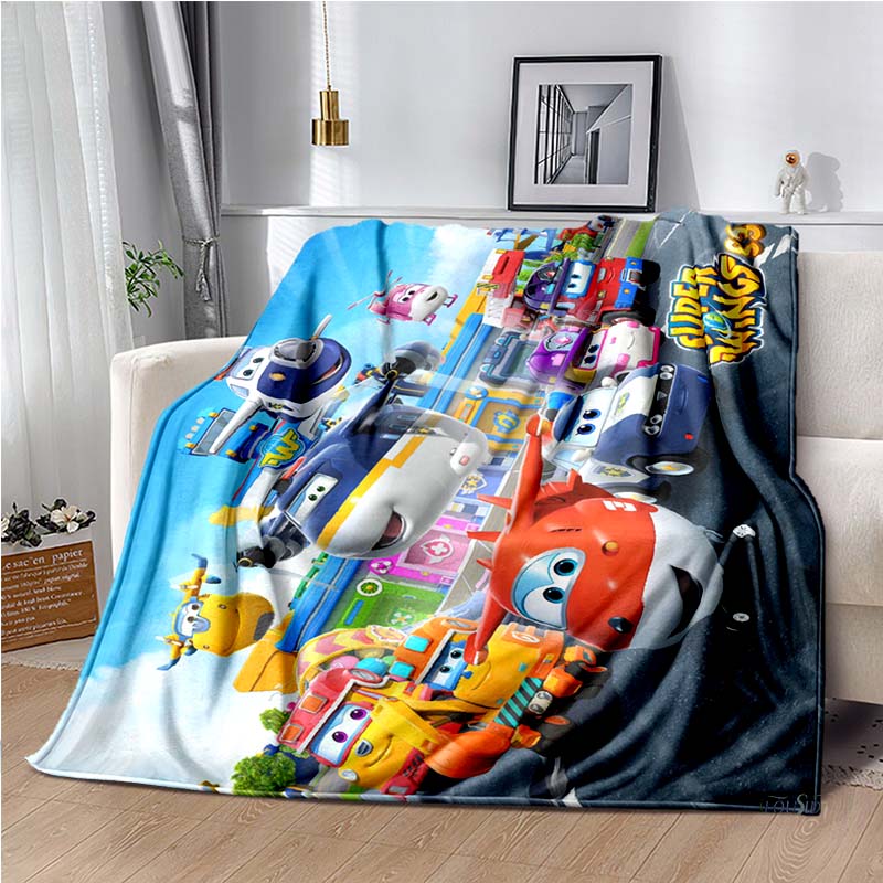 Cartoon Anime Super Wings Throws Blanket for Bedding Picnic Kid Super Soft Cute kawai high quality Flannel Blanket birthday gift