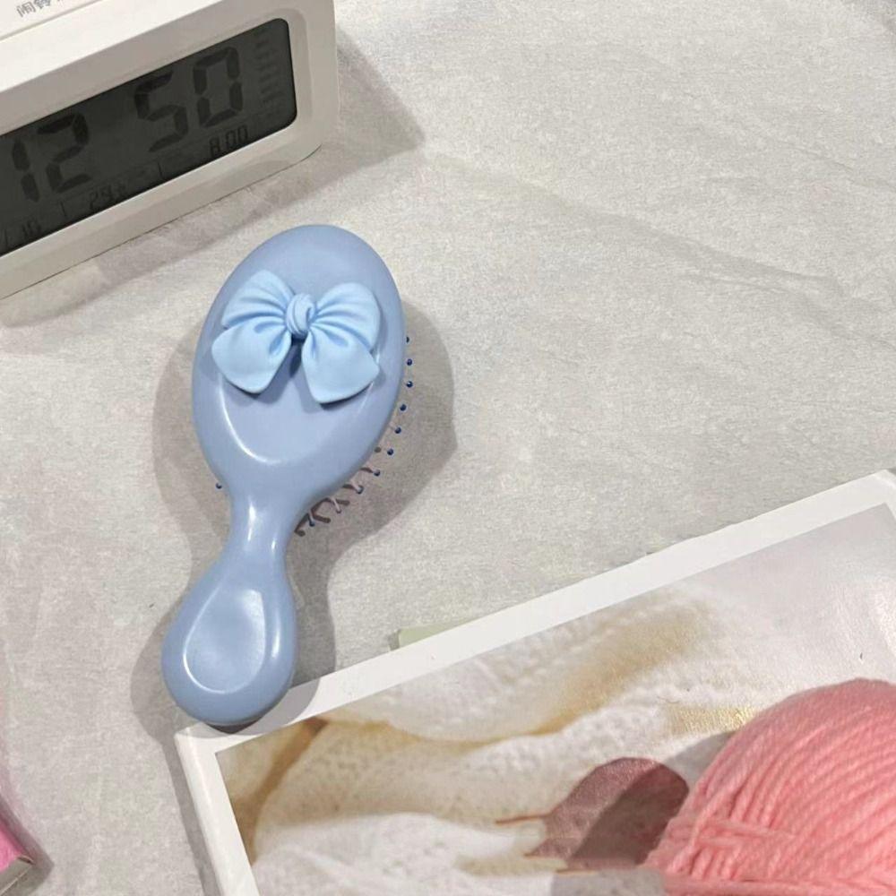 

Scalp Massage Portable Comb Handle Pocket Hair Brush Simple Bow Comb Women синій