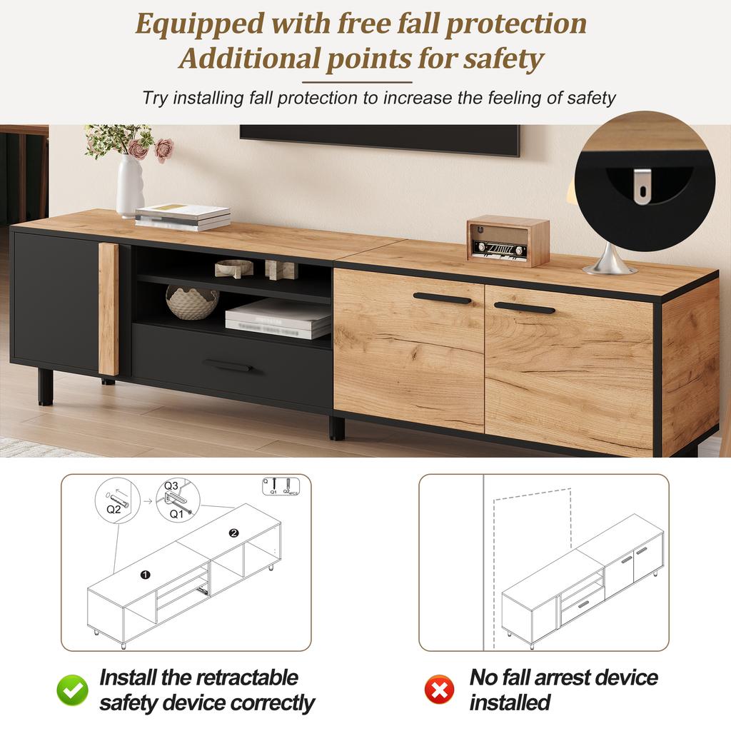 180*32.5*50cm TV Cabinet, TV Console with 3 Cabinets and 1 Drawer, TV Stand with 5 Support Legs, Suitable for 80-Inch Living Room Cabinets