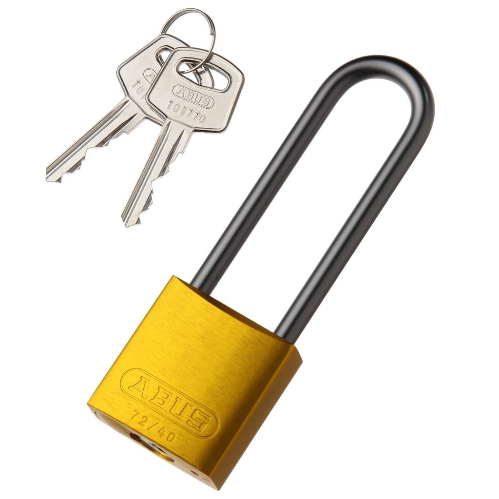 Panduit High-Security Padlock with Long Shackle, Yellow, PSL-7YL-LS