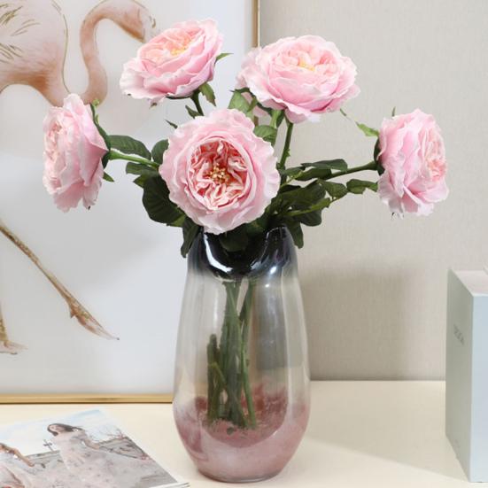 Real Touch Artificial Rose Flower 24.8" Long Stem Fake Rose Flower Realistic Big Bloom Rose Bouquet for Wedding Party Floral Arrangement Vase Decor