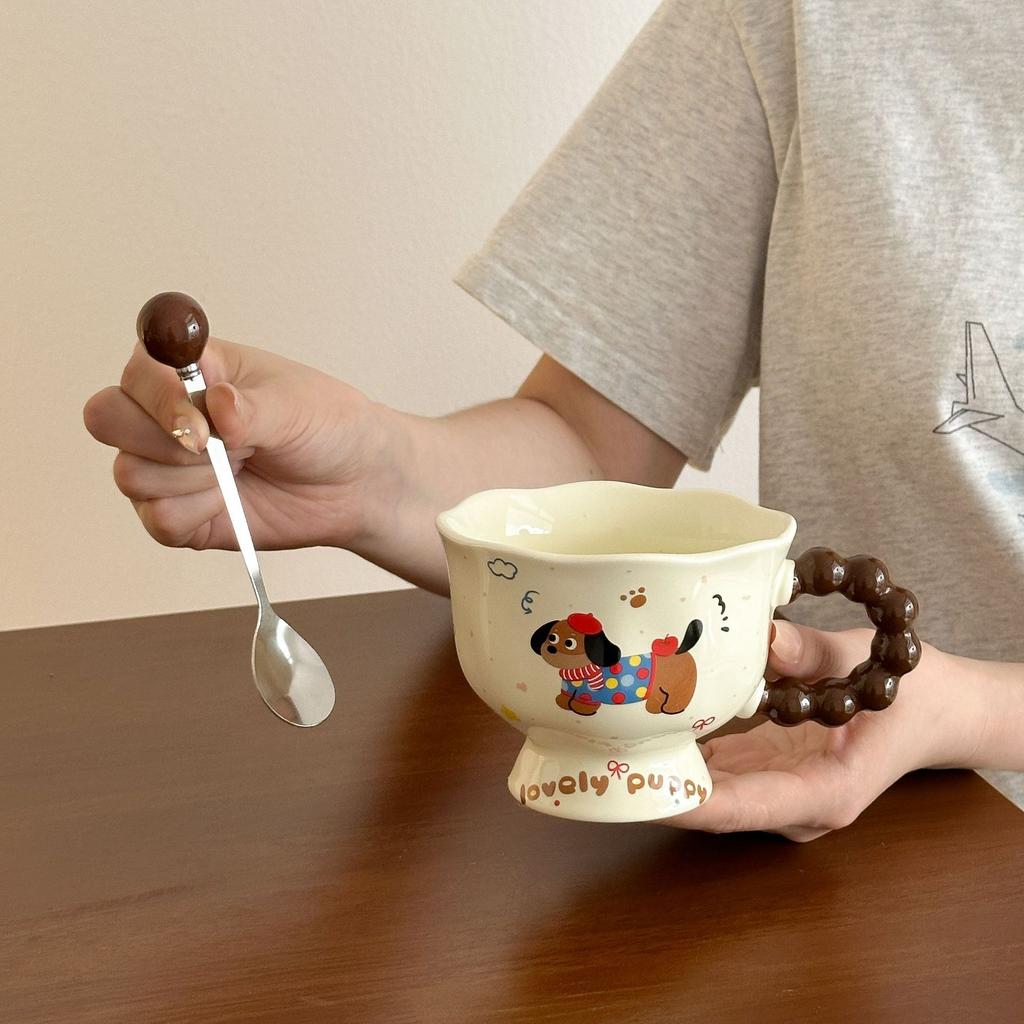 Cana Drăguță Cățeluș Teckel Ceramică Ceașă de Apă Fete Acasă Micul Dejun Cafea Lapte Cană Set Cadou Practic