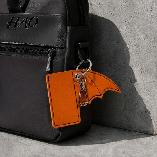 Durable Faux Leather Charm Lip Balm Case Bat Keychain, Lipstick Chapstick Punk Protective Personalized Bag Keychain Gift Sleeve Charm, Car Key