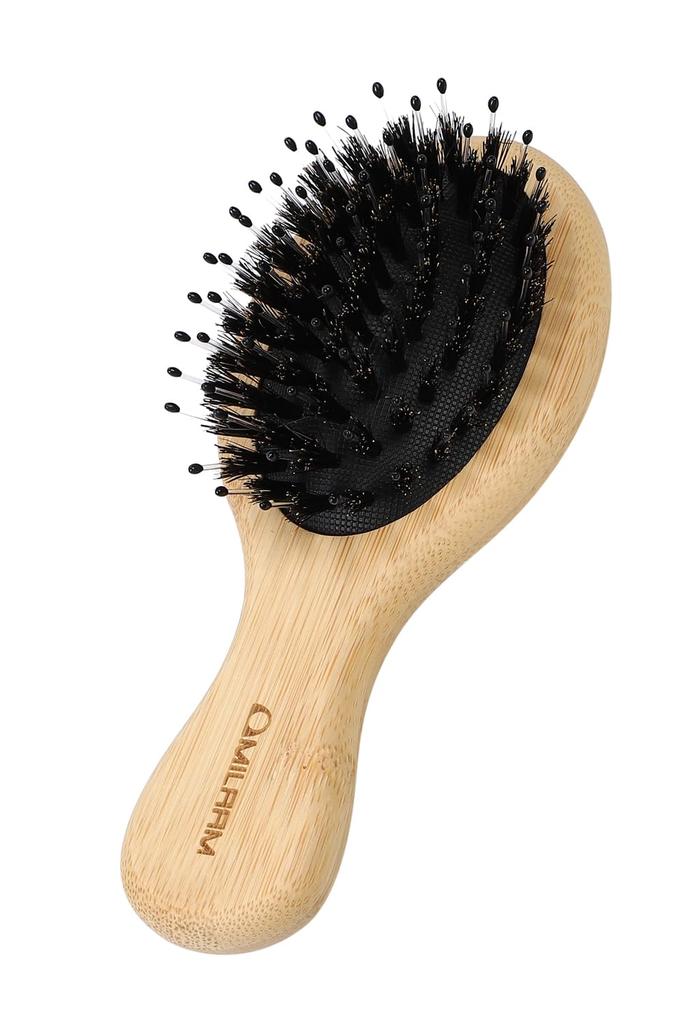 MILAAM Hair Natural Pig Shiny Smooth On the Public Bath "Mini Brush" Bristle, Hair, Hair, Anti-Tangle, Anti-Static, Women's, Men's, Small, Portable,