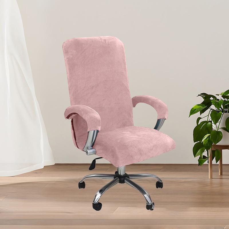 Solid Color Spandex Armchair Slipcover Removable L/XL Size Velvet Plush Stretch Computer Office Chair Cover with Armrest Cover