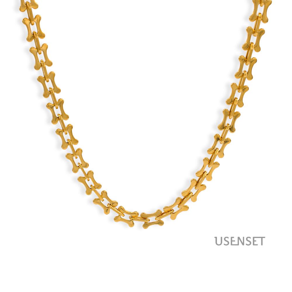 Retro Geometric O-Shape Stainless Steel Chain Bracelet & Necklace